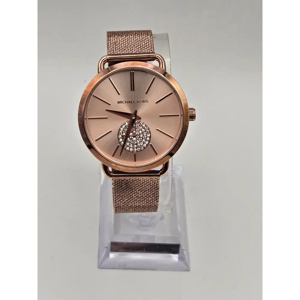 Michael Kors Portia Rose Gold Mesh Quartz Watch MK3845